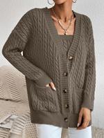 Ensemble de chandails en tricot torsadé pour femmes, haut à bretelles courtes avec cardigan à manches longues (personnalisable)
