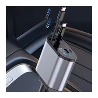 Pengisi Daya Mobil Digital Berkualitas Tinggi 100W PD 4 in 1 Kompatibel Luas, Kabel Retractable Ganda, Adaptor Pengisi Daya Mobil Cepat Portabel