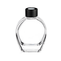 Bouteille en verre transparente vide pour diffuseur de parfum, forme carrée, 100 ml, 200 ml, avec coupelle