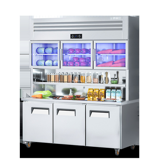 Multi-Functional Mother-Child Cabinet Commercial Large-Capacity Kitchen Stainless Steel Refrigeration Freezing Dual-Temperature