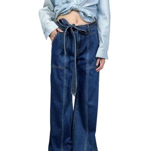 Jeans de Pierna Ancha de Cintura Alta, Versión Delgada y Estrecha, Primavera 2024, para Mujer - Product Image 5