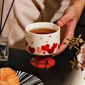 Taza de Postre con Forma de Corazón, Taza de Helado de Cerámica con Base, Taza de Pudín de Porcelana - Product Image 4
