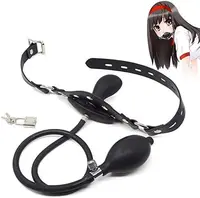 Harnais de tête réglable pour fétichisme BDSM SM, bâillon gonflable en silicone à bouche ouverte avec verrou pour hommes, femmes et jeux gays