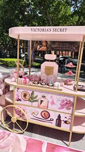 Carrito de Exhibición de Cosméticos Rosa para Vehículos, Venta Directa de Fábrica, Carrito Móvil para Eventos al Aire Libre - Product Image 5