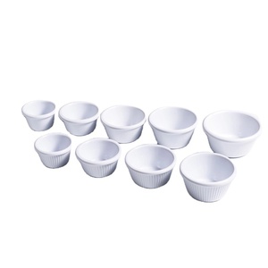 Ramequin en mélamine blanc uni personnalisé en gros, petit format, 1,5 oz, 2 oz. Ramequin en mélamine blanche cannelé de 3 oz, 4 oz, 6 oz - Product Image 1