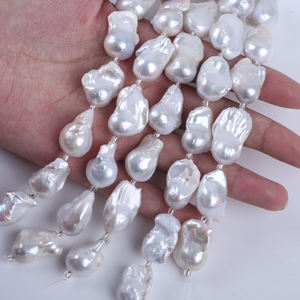Bán Buôn 14-18Mm 7Inch Màu Trắng Lớn Baroque Hình Dạng Ngọc Trai Nước Tươi Đối với Trang Sức Làm - Product Image 1