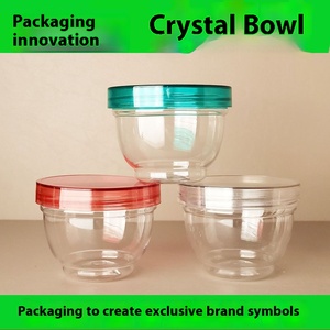 Venta al por mayor diseño moderno cristal transparente tazón de yogur tarro de plástico embalaje para fiesta pastel bebida taza salsa juguete limo - Product Image 5