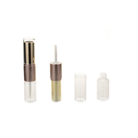 Tube de brillant à lèvres en or double face personnalisé 2-en-1 Récipient cosmétique en plastique emballage vide de boîtier de rouge à lèvres double