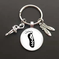 KC00024 Vente en gros, porte-clés en verre de ballet charmant et pas cher pour les danseurs
