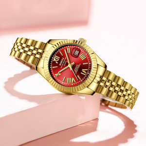 Nibosi 2681 Relojes de lujo para niñas Reloj dorado de acero inoxidable para mujer Reloj de cuarzo de moda con correa de acero para mujer - Product Image 4