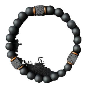 Bracelet pour homme en pierre de lave carrée, <span class=keywords><strong>agate</strong></span> <span class=keywords><strong>noire</strong></span>, fait main, avec motif géométrique, tendance mode, onyx noir - Product Image 5