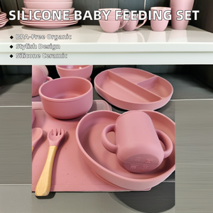 Vente en gros Ensemble d'alimentation pour bébé en silicone personnalisé Cadeau pour nouveau-né Ensemble d'assiettes en bois pour bébé avec fonction d'aspiration pour le dîner Aliments ciblés - Product Image 6