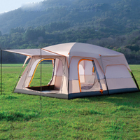 Tente de camping multi-personnes quatre saisons à double couche avec deux chambres et un salon, design pliable et imperméable en tissu Oxford