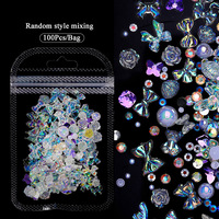 100 pièces/sac, décorations pour ongles en forme de cœur 3D, ours, nœud, ruban, fleur, papillon, perle, bijoux, accessoires de décoration pour ongles