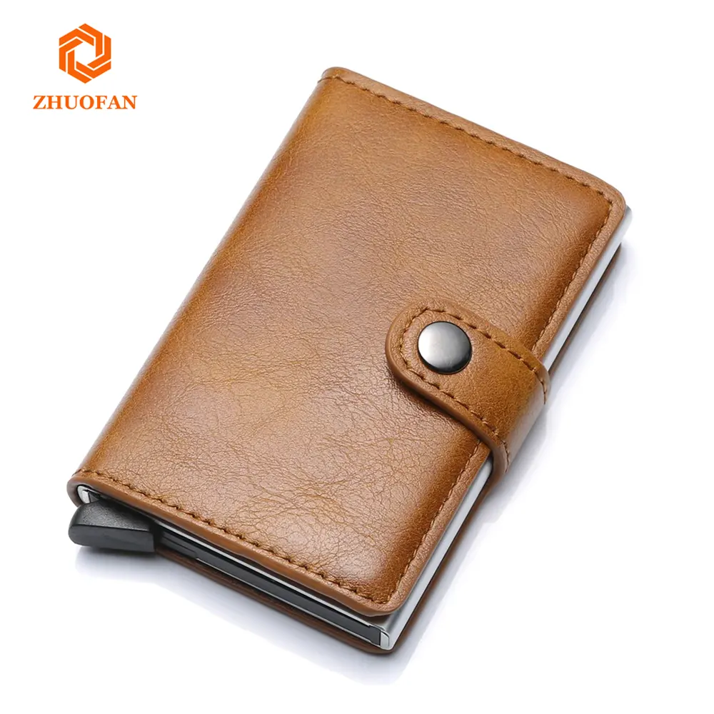 Hot sale Support Drop shipping Business Minimalist Slim Credit Card Holder Men Small Leather Pop-up Wallet Smart Wallet