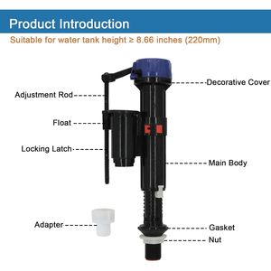 Válvula de llenado de repuesto para tanques de inodoro, piezas de reparación de la válvula de entrada, compatible con Duravit 016301 - Product Image 3