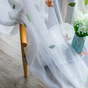 Rideau en voile transparent imprimé prêt à poser avec <span class=keywords><strong>passe</strong></span>-tringles, motif feuille, pour salon et fenêtre de chambre, économique - Product Image 5