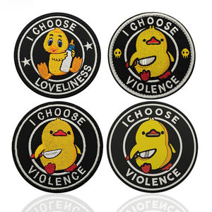 Caoutchouc PVC souple et tissu brodé I CHOOSE VIOLENCE Angry Little Yellow Duck Tactical Moral Patches avec crochet Loop Backing - Product Image 2