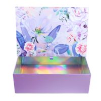 Boîte cadeau pliante élégante à imprimé floral magnétique, boîte en papier rigide pliable avec logo personnalisé et ruban pour l'emballage de cadeaux de beauté
