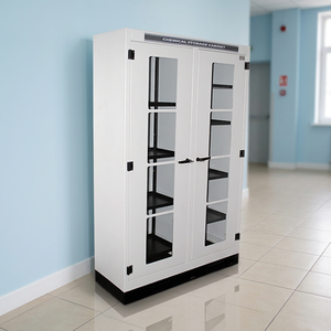 Armoire de stockage chimique en acier à double porte blanche personnalisable avec fenêtre en verre pour le laboratoire de Selangor - Product Image 1