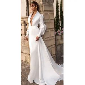 Custom Satin Bridal Dresses Latest Designs Fashion Wedding Gown