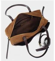 Sac Boston en Cuir Véritable de Vachette Suédée pour Femme, Grande Capacité, à Porter à l'Épaule ou à la Main, avec Deux Chaînes, Idéal pour les Trajets Quotidien