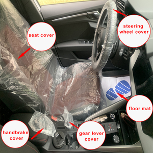 Vente en gros, ensemble de 5 pièces de Protection de voiture en <span class=keywords><strong>plastique</strong></span>, housses de <span class=keywords><strong>volant</strong></span> de voiture, housse de siège et tapis de sol - Product Image 4
