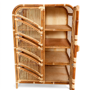 Natural Rattan <b>Storage</b> Cabinet Bamboo Side <b>Chest</b> of Drawers Canopy Organizer for Living Room Bedroom Home Decor - Product Image 1