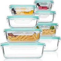 Boîte à lunch en verre à haute teneur en borosilicate Boîte à bento domestique Compartiments pour micro-ondes Bol de conservation avec couvercle