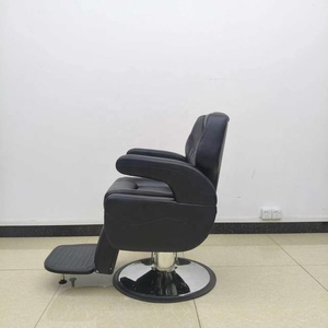 Fauteuil de Barbier Hydraulique Vintage Noir Européen Inclinable, Chaise de Coiffure Pivotante à 360 Degrés, Réglable en Hauteur, en Cuir - Product Image 3