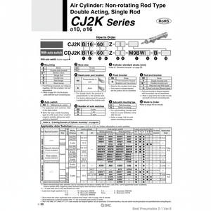 กระบอกลมนิวเมติก SMC CDJ2KB10-20Z-B ชิ้นส่วนนิวเมติก - Product Image 1