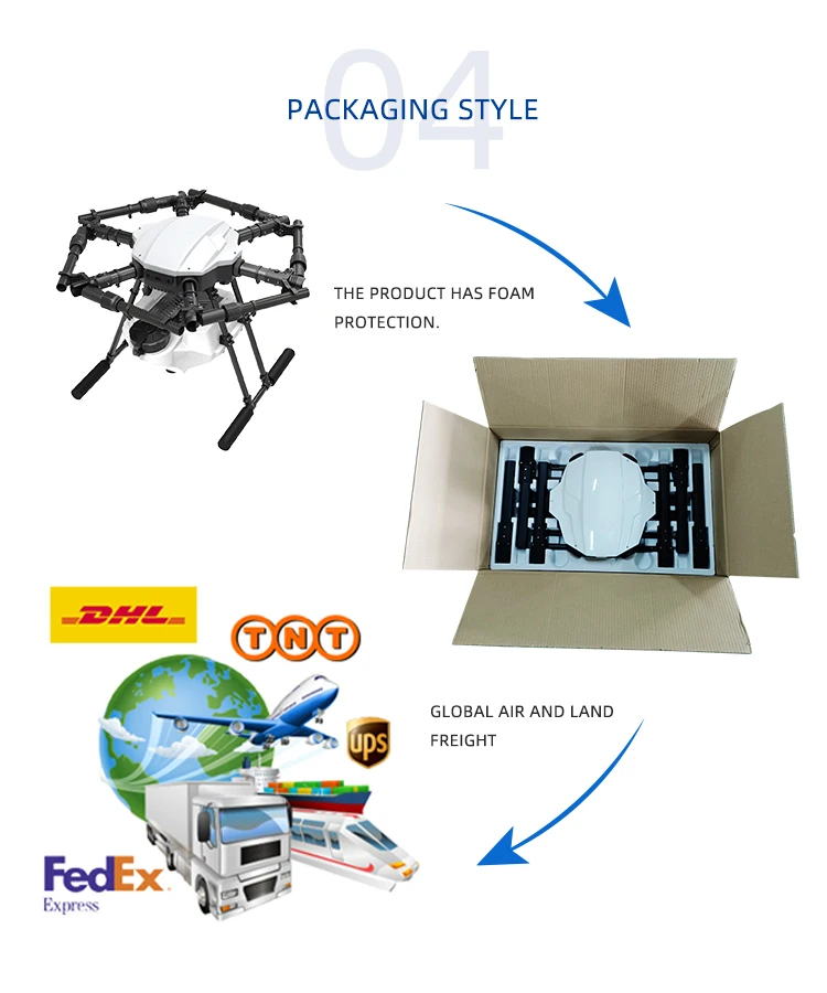 EFT E610P 10L Agriculture Drone, PACKAGING STYLE THE PRODUCT HAS FOAM PROTECTION: