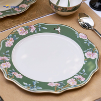 Nouvel ensemble de vaisselle en porcelaine fine de 59 pièces, assiette de 27 cm (10,5 po) peinte à la main, de luxe, résistante à la chaleur et compatible lave-vaisselle
