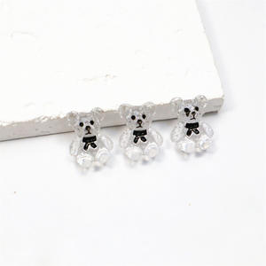 TSZS 20 pièces/sac Breloques d'ongles 3D Kawaii Mignonnes en forme d'ours avec nœud papillon, transparentes couleur <span class=keywords><strong>kaki</strong></span>, accessoires de résine pour nail art DIY - Product Image 5