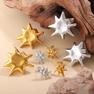 Star Shape <b>Stud</b> <b>Earrings</b> Zinc Alloy Stainless Steel Post Gold <b>Silver</b> Plated Fashion Jewelry Gift for Women - Product Image 1