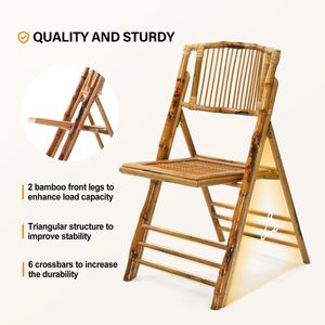<b>Stackable</b> Foldable Durable Wedding Retail Rental Event Banquet Folding Bamboo <b>Chair</b> Wood - Product Image 2