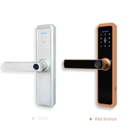 Venta al por mayor entrada digital sin llave Ttlock APP Control DE LA MANIJA huella dactilar tarjeta electrónica IC código de acceso cerradura de puerta inteligente para el hogar