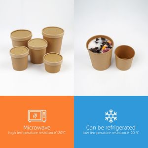 ฝาปิดถ้วยซุปกระดาษคราฟท์แบบใช้ครั้งเดียว ย่อยสลายได้ ป้องกันการรั่วซึม ใช้กับไมโครเวฟได้ ภาชนะใส่อาหาร ชามใส่อาหาร สำหรับร้านอาหารฟาสต์ฟู้ด - Product Image 3