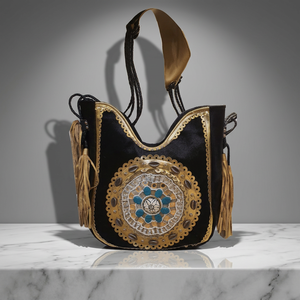 Bolso de Hombro Tipo Bandolera Vintage de Cuero Genuino Negro, Estilo Gitano, Único y Moderno, de Alta Calidad, con Borla y Lazo, para Mujer - Product Image 6