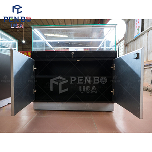 Mostrador de Exhibición de Joyería de Diamantes con Estilo Negro y Elegante, con Cubierta de Vidrio e Iluminación LED Trasera - Product Image 5