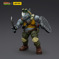 Figura de Acción Coleccionable JOYTOY Oficial Original TMNT-Rocksteady Escala 1/18 con Accesorios JT8469