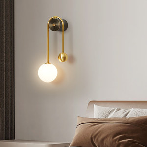 Nordic <b>Wall</b> Lamp Glass Shade Led <b>Light</b> Source E27 Bulb Base <b>Switch</b> Control For Living Room Bedroom Decorative Lighting - Product Image 2