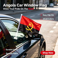Logo personnalisé 12x18 pouces Angola drapeau de fenêtre de voiture 100% Polyester Double face impression numérique mât de drapeau en fibre de verre drapeau de voiture angolais