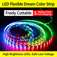 Bande LED flexible adressable SK6812 pleine couleur, largeur étroite 4 mm, 5V, 60 LED/m & 144 LED/m, coupable par LED, effet de poursuite lumineuse