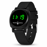 Jam Tangan LED Layar Sentuh 6 Warna Jam Tangan Digital Persegi Tampilan Tanggal dan Waktu Tali TPE Ramah Kulit Jam Tangan Kasual