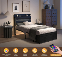 Sofá Cama Doble Moderno con Cajones de Almacenamiento, Base de Metal Negra, Estructura de Cama Individual