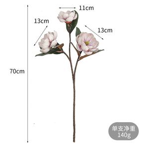 KEWEI T175 Fiore di Magnolia Artificiale Premium, Effetto Realistico in PU, 3 Teste, <span class=keywords><strong>Colore</strong></span> Autunnale, Grande Magnolia - Product Image 5