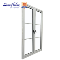 Ventana Abatible de Aluminio con Rotura de Puente Térmico, Vidrio Aislante de Doble Acristalamiento con Barras Decorativas, Diseño de Eficiencia Energética