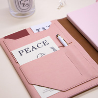 Carnet multifonctionnel A5 en cuir PU, style sac à main à trois volets, avec pochette intérieure en tissu/PP, peut accueillir un téléphone et un logo