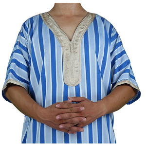 Vêtements arabes islamiques pour hommes, <span class=keywords><strong>Djellaba</strong></span>, Abaya de Dubaï, Kaftan musulman, Caftan du Moyen-Orient, Robe ample décontractée à capuche rayée, Jubba, Thobe - Product Image 3
